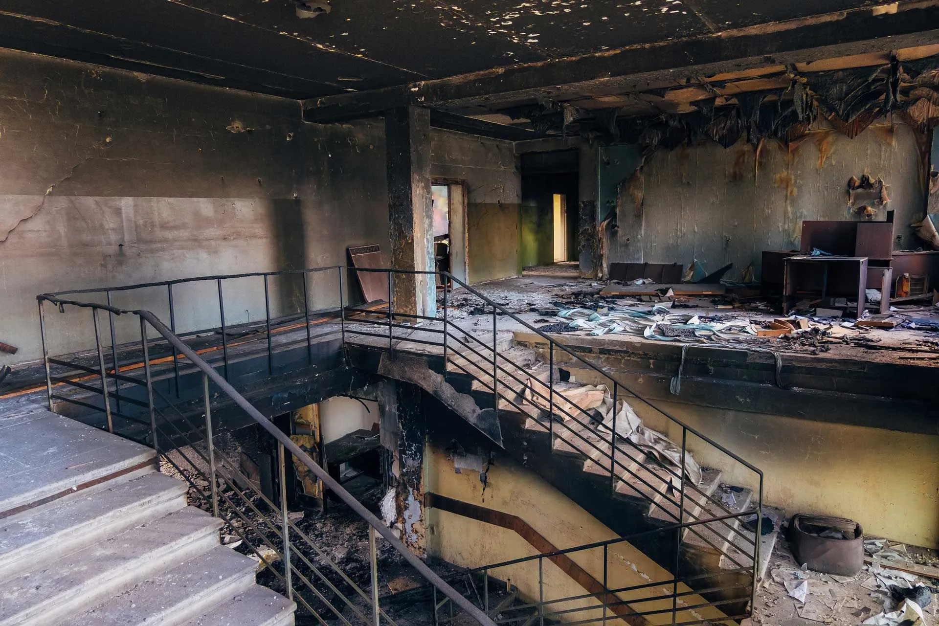 commercial fire damage cleanup, smoke damage, structure fire