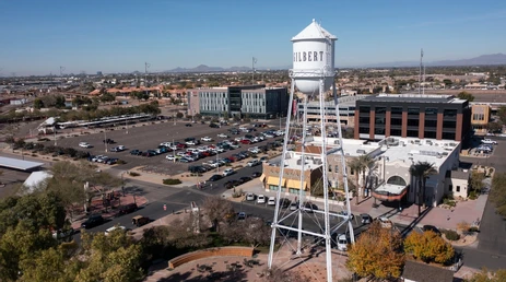 Gilbert water tower representing a community served by Restoration 1 of Avondale’s medical‑grade mold remediation team