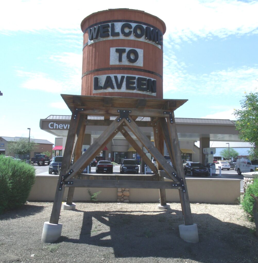 Laveen water tower welcome sign highlighting a key service area for Restoration 1 of Avondale