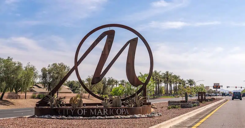 Maricopa city sign representing the community supported by Restoration 1 of Avondale