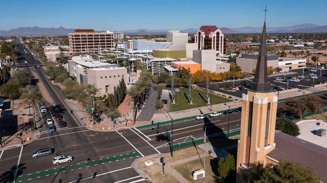 Downtown Mesa representing a community served by Restoration 1 of Avondale’s medical‑grade mold remediation team